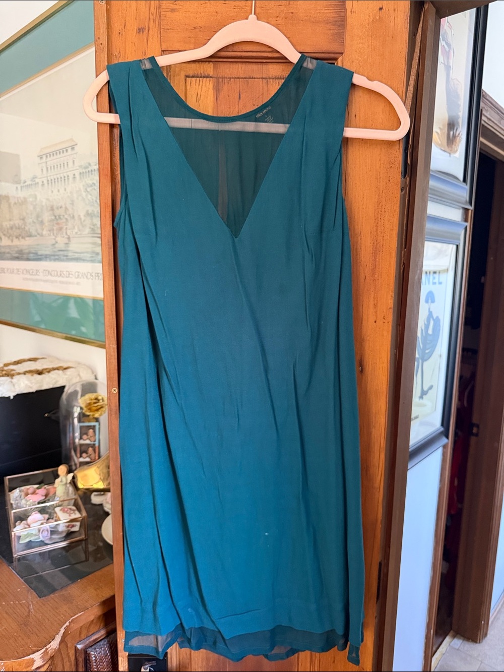 Ella Moss Teal Sleeveless V-Neck Chiffon Dress